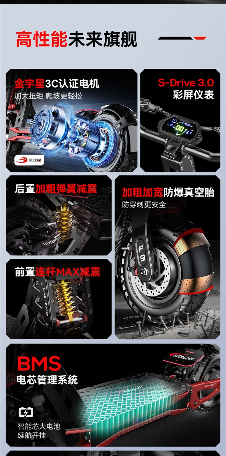 Xilop electric skateboard, dual-drive 1000-watt supercar, foldable off-road shock-absorbing small adult scooter