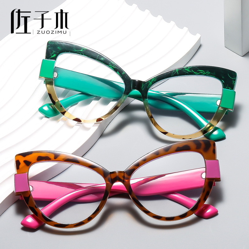 2025 New Fashion Contrast Color Cat Eye Elderly Glasses Personalized Casual Versatile Plain Anti-Blue Light Reading Glasses Wholesale 2025 New Fashion Contrast Color Cat Eye Elderly Glasses Personalized Casual Versatile Plain Anti-Blue Light Reading Glasses Wholesale