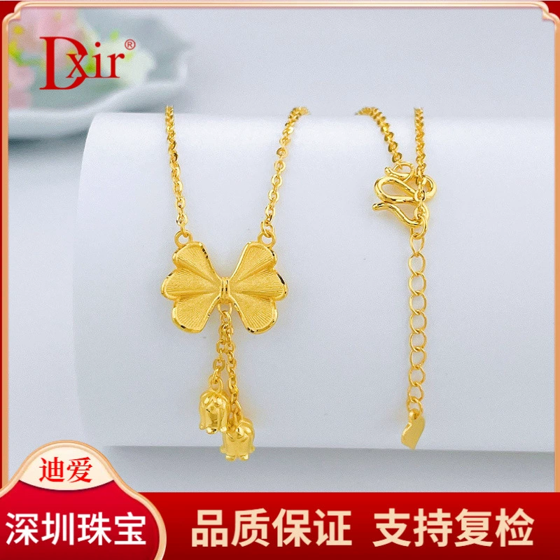 Чистое золото 9999 [Премиум] Регулируемый комплект цепочек с бантом и кисточками «Ландыш» с гарантией подлинного золота.