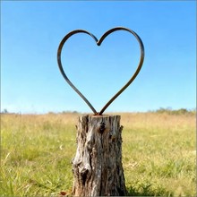 生锈金属爱心花园地插户外庭院艺术装饰心雕塑铁艺工艺品