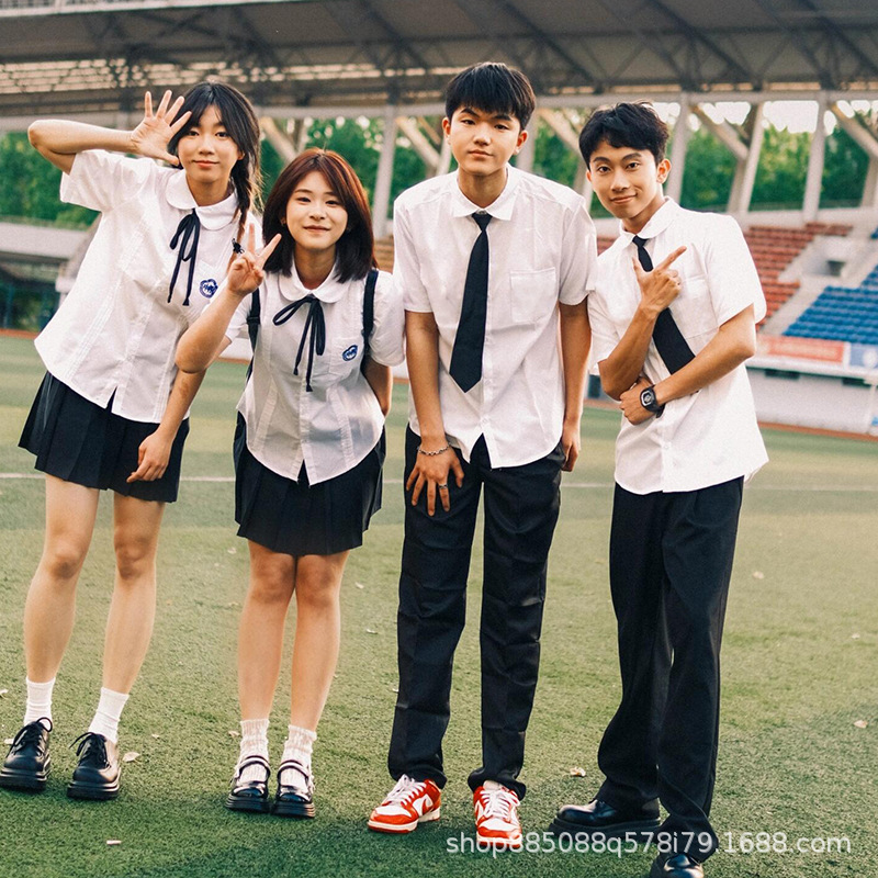 Taiwan Junior High School Uniform Summer Shirt Suit Jk Uniform Female High School Student Preppy Style Sports Meeting Graduation Class Uniform