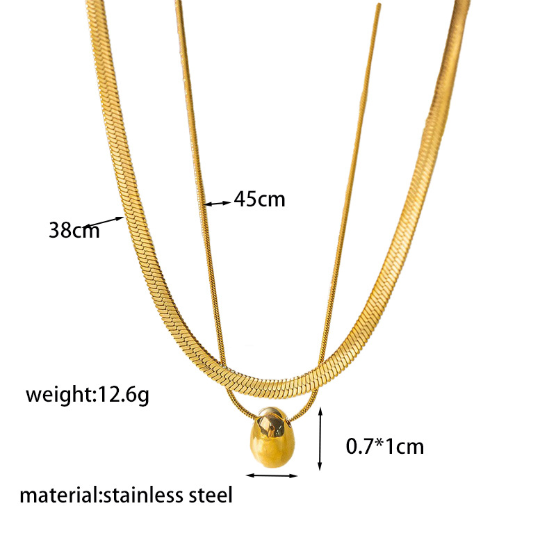 【XKN1257】더블 레이어 워터드롭 목걸이 골드