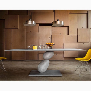 Scandinavian Light Luxury Household Square Oval Coffee Shop Table Italian Stone Shape Dining Table
