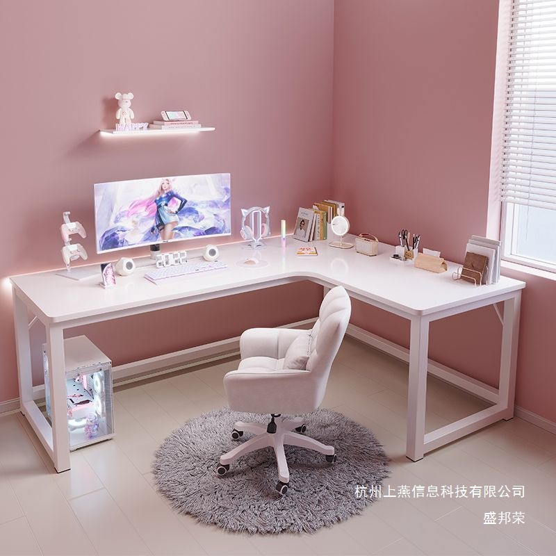 Factory Direct Sales Cream Corner Desk Bookshelf Integrated Desk Desktop Computer Table Corner Bedroom Home