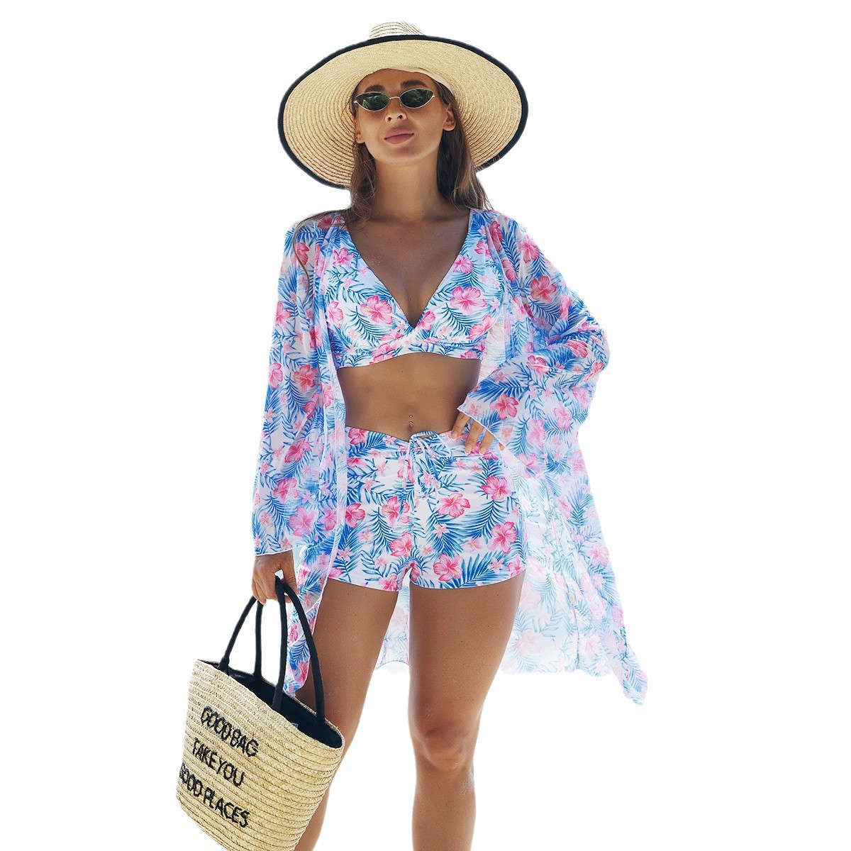 GraceChic Ming Yi New Fashion Sexy European And American Bikini BIKINI Three-Piece Women's Swimsuit Multi-Color High-End Printed_voghion.com