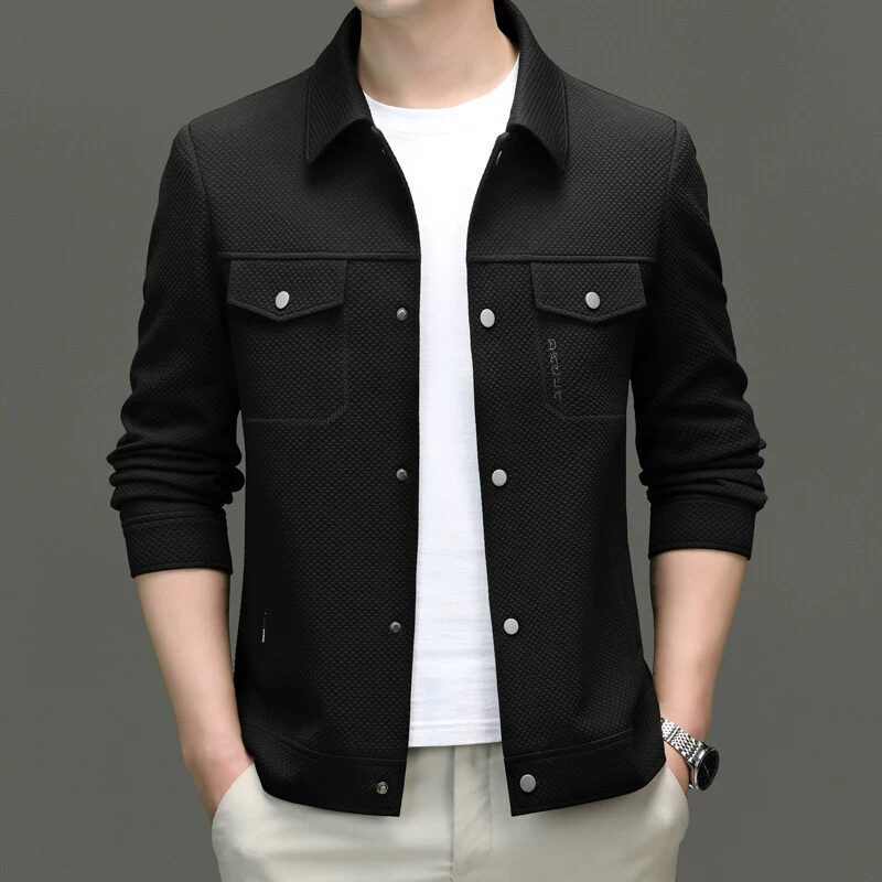 2025 новая рабочая куртка однотонная легкая деловая повседневная универсальная весенне-осенняя вязаная эластичная мужская куртка