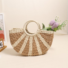 Factory Wholesale New Half-Circle Woven Bag New Half-Circle Grass Woven Bag Versatile Shoulder Bag Vacation Beach Bag Women's Bag