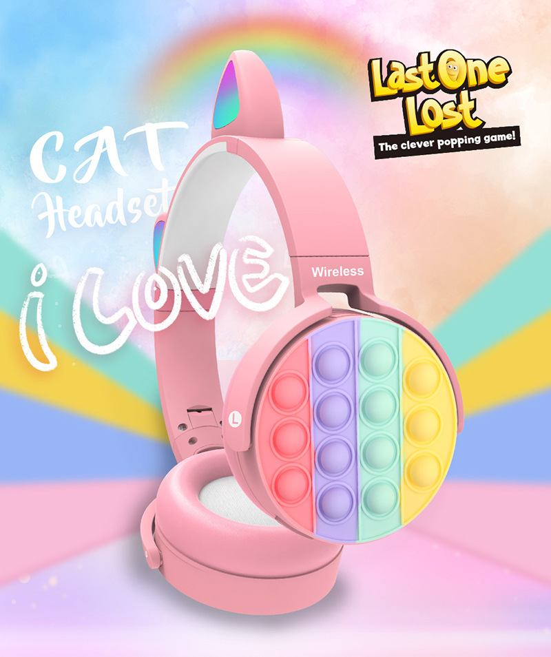 CXT-950 Decompression Cat's ears (Steamed cat-ear shaped bread) Headset Plug in Card Gift Foldable Earphone Universal_voghion.com