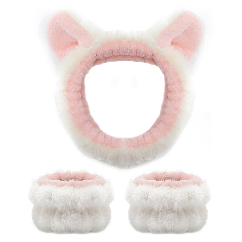 Transfronterizo cara lavado banda para el cabello correa para la muñeca Imitación Piel de conejo color sólido felpa impermeable banda para el cabello Amazon absorbente sudor-limpieza al por mayor
