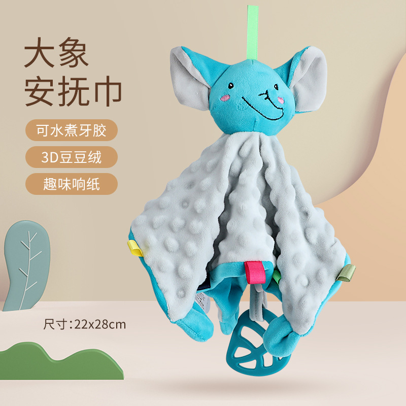Bebé juguetes bebé calmante para dormir muñeca de peluche con mordedor puede entrar frijol terciopelo calmante toalla saliva toalla