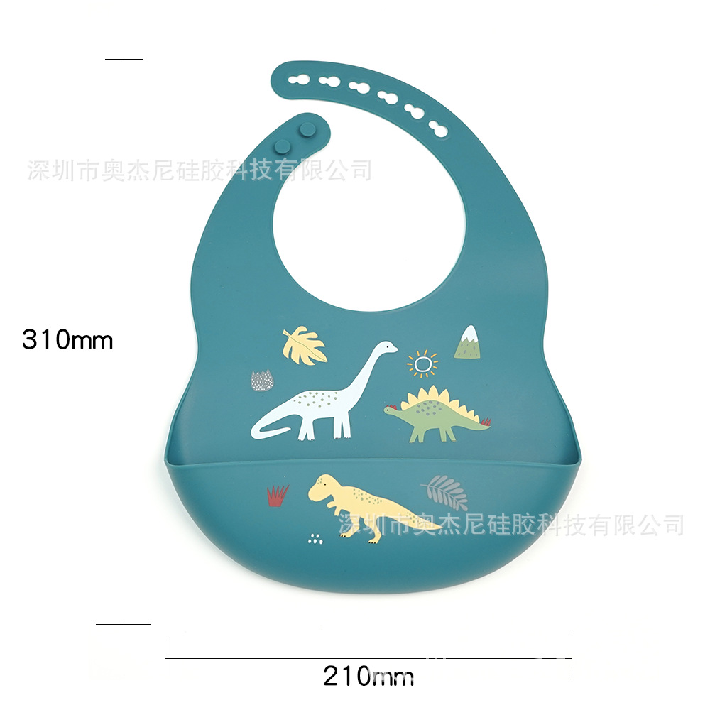 Babero de silicona impermeable para bebé — diseño impreso, ideal para alimentación y etapa de aprendizaje