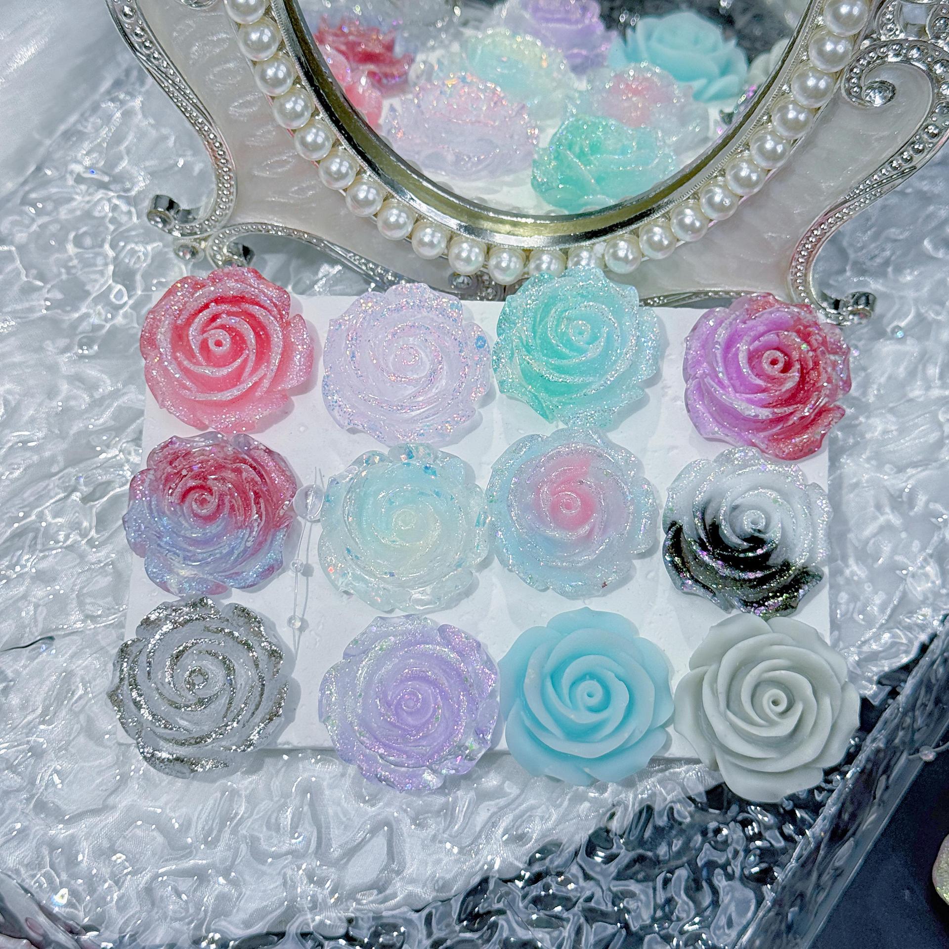 夜光圆头玫瑰【36mm】萤火虫盲袋洞洞鞋发夹发饰手工DIY饰品配件