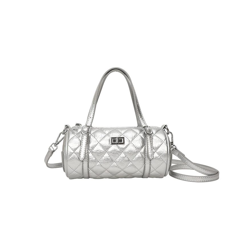 Bolsa de moda casual de grille cilíndrica para mujeres 2026 verano pequeña fragancia simple bolso de hombro diario image 7