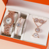 Swiss watch, fashionable set, quartz bracelet, ring, earrings, necklace, chain, light luxury style