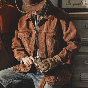 American retro Denim coat men's autumn loose fashion brand 2024 new fashion handsome fashion handsome workwear jacket men
