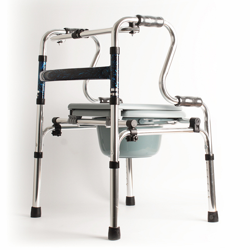 asistente de andadura de aleación de aluminio asistente de andadura de ancianos asistente de andadura de pie marco de muletas de rehabilitación plegable asiento de desplazamiento