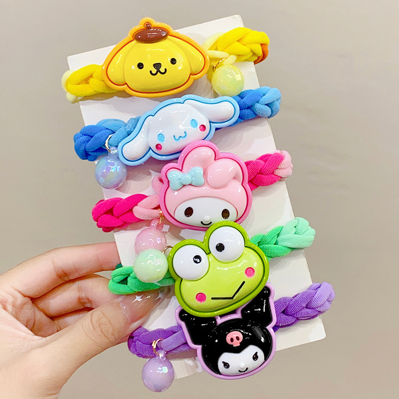 Linda de dibujos animados de Sanrio cuerda de pelo de las mujeres de alta elástico durable banda de goma corbata cabeza de bola de pelo Cola de Caballo banda de pelo cuerda de pelo