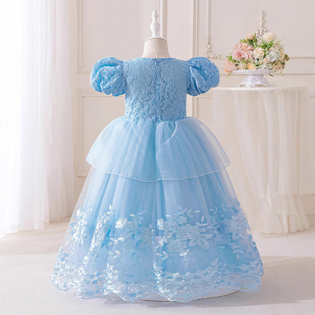 Vestidos para niños, vestidos de princesa, mangas abullonadas, tela forjada, niña de las flores, vestido de fiesta para niña, vestido de noche de un año para bebés