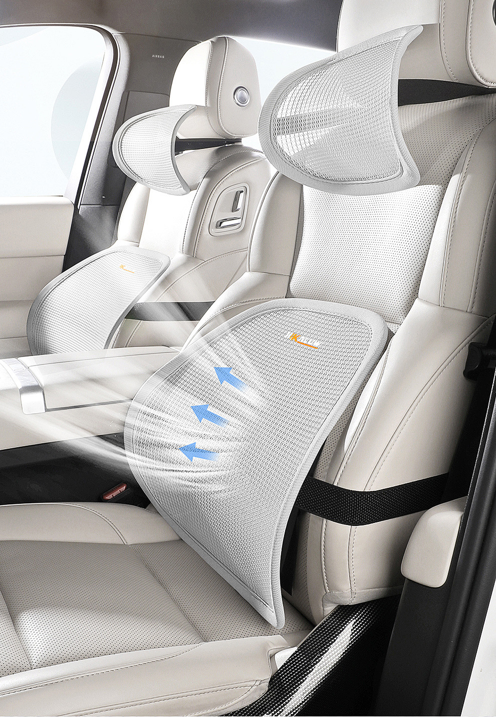 New Model of Car Lumbar Support, Headrest, and Neck Support, Breathable Car Seat Backrest with Optional Logo