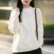 2025年秋冬新款安迪绒半高领针织开衫长袖女纯色包扣宽松上衣外套