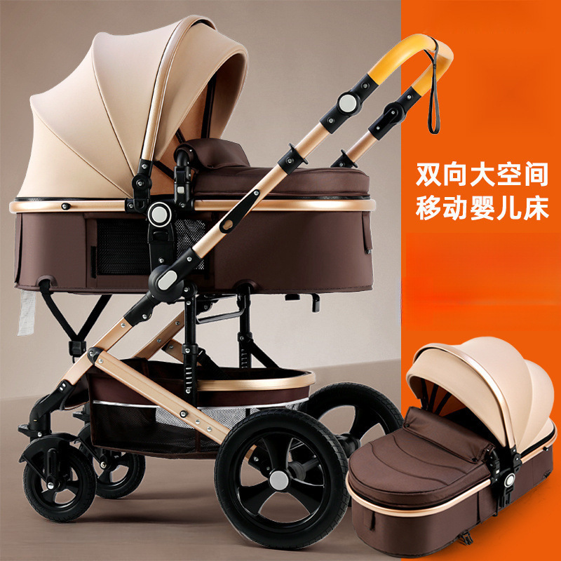 Baby Stroller Can Sit and Lie Down, Lightweight Two-Way High-View Folding Shock-Absorbing Baby Stroller, Portable Small for Children