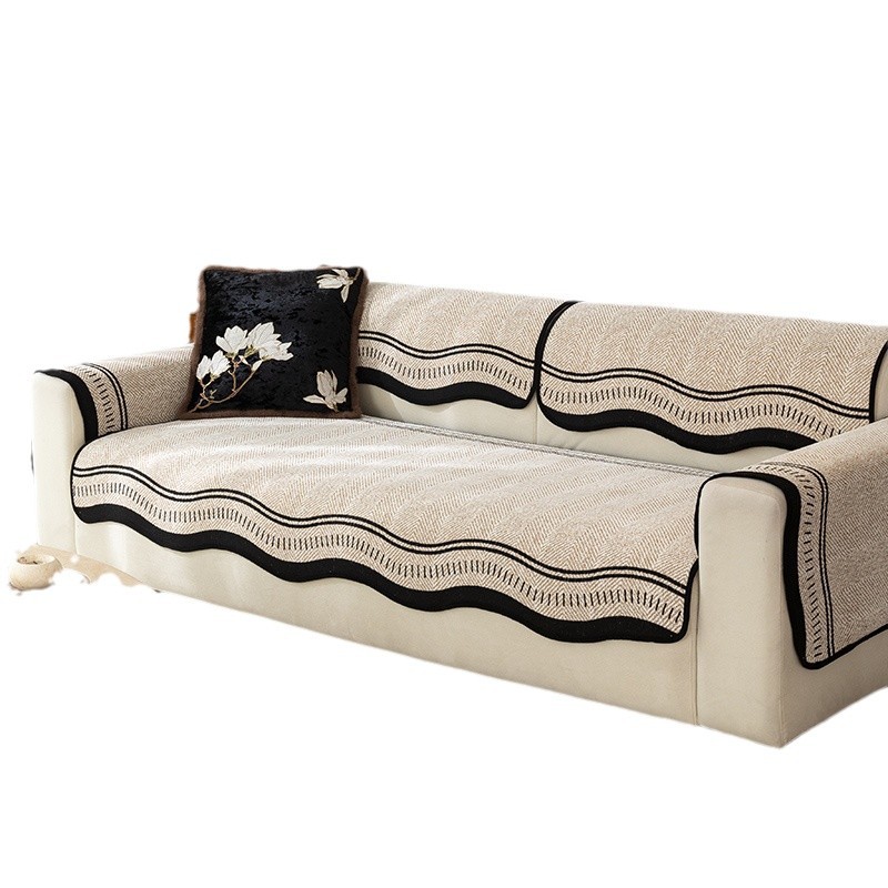 2024 nuevo cojín de sofá de forma especial de Chenille cubierto de tela retrógrada francesa cojín de asiento de tres personas cojín antideslizante