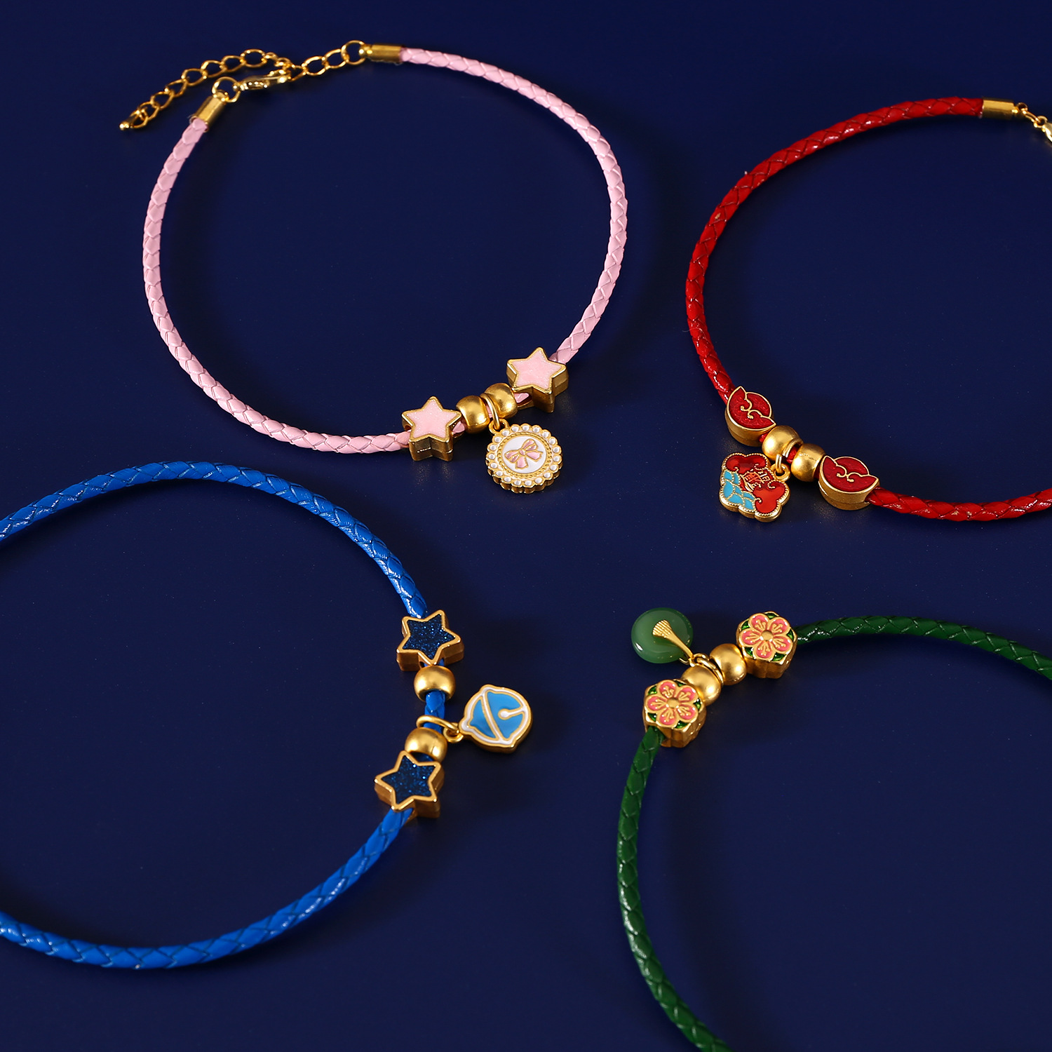 Pet PU collar gato perro arena china jade oro larga vida cerradura arco campana colgante collar de Año Nuevo