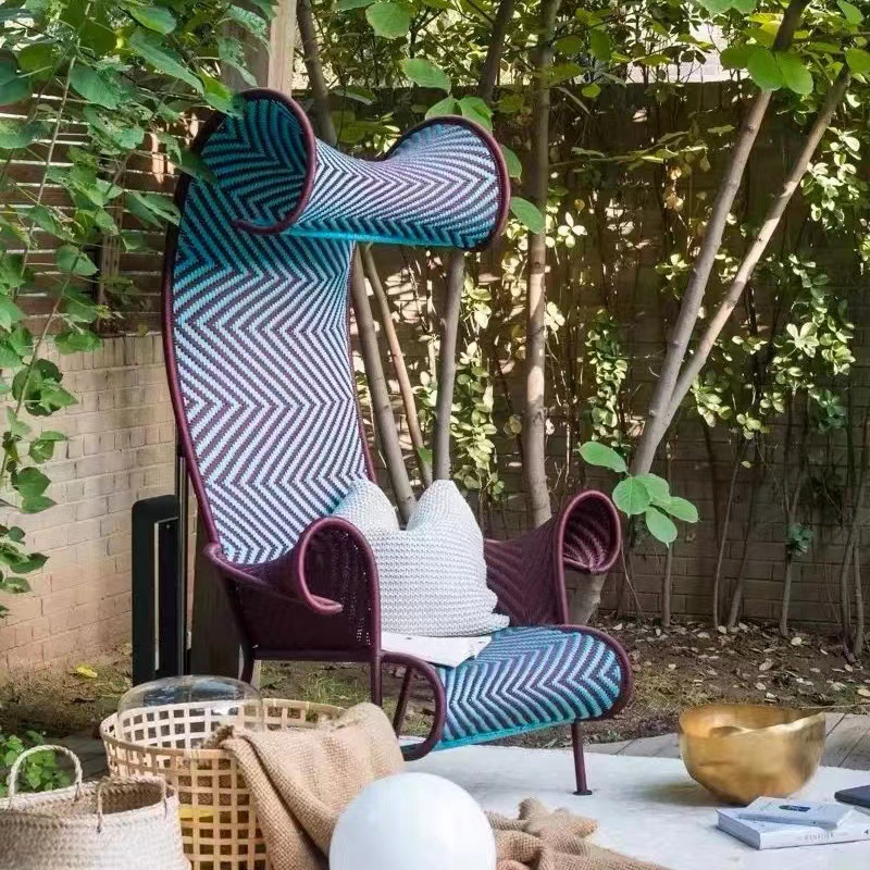 Nordic outdoor sofa courtyard furniture sample room garden patio balcony rattan chair designer creative woven sofa