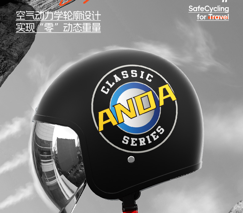 Ad Electric Motorcycle Helmet 3C Certified Men's and Women's All-Season Half Helmet Winter Warm Battery Car Helmet
