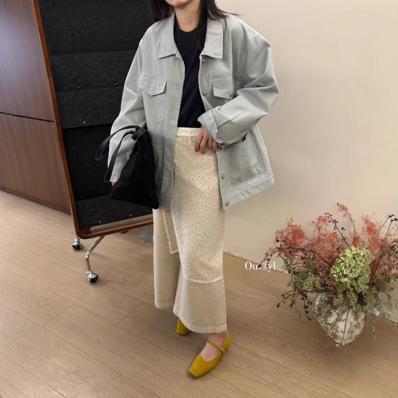 5851【Ou.Syl Korean Goods】 26 Spring Old Money Minimalist Washed Cotton Denim Jacket 5851【Ou.Syl Korean Goods】 26 Spring Old Money Minimalist Washed Cotton Denim Jacket