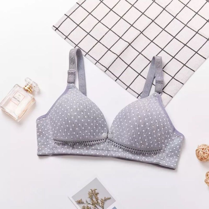 임산부 속옷 간호 브래지어 비 테두리 인쇄 도트 면화 공급 속옷 여성의 여성용 처짐 방지 푸시 업 브라