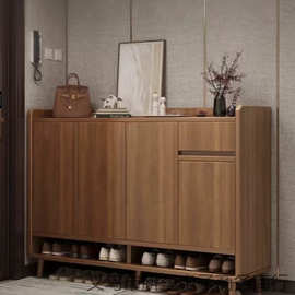 实木鞋柜家用门口入户门北欧风2023新款阳台玄关柜收纳柜储物柜子