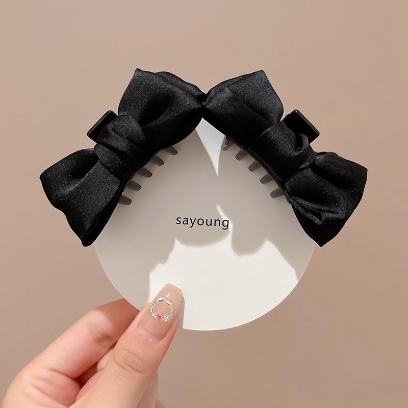 Clips de agarre de arco negro pequeño para mujeres frente retro clips de bangs 2025 nuevo clips de cabello princesa accesorios para el cabello