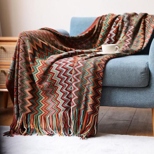 Beautiful bohemian tassel blanket, sofa blanket, cross-border knitted blanket, office nap blanket, blanket