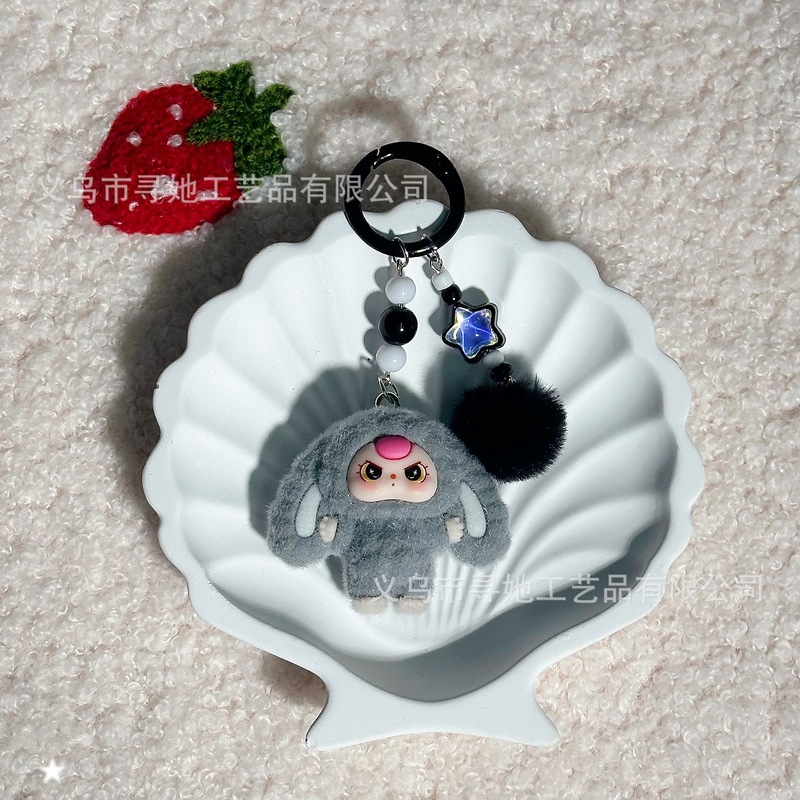 植毛ラブブ人形3歳キーホルダーペンダントクロスボーダーかわいい人形DIYアクセサリー携帯電話アクセサリーペンダント|undefined