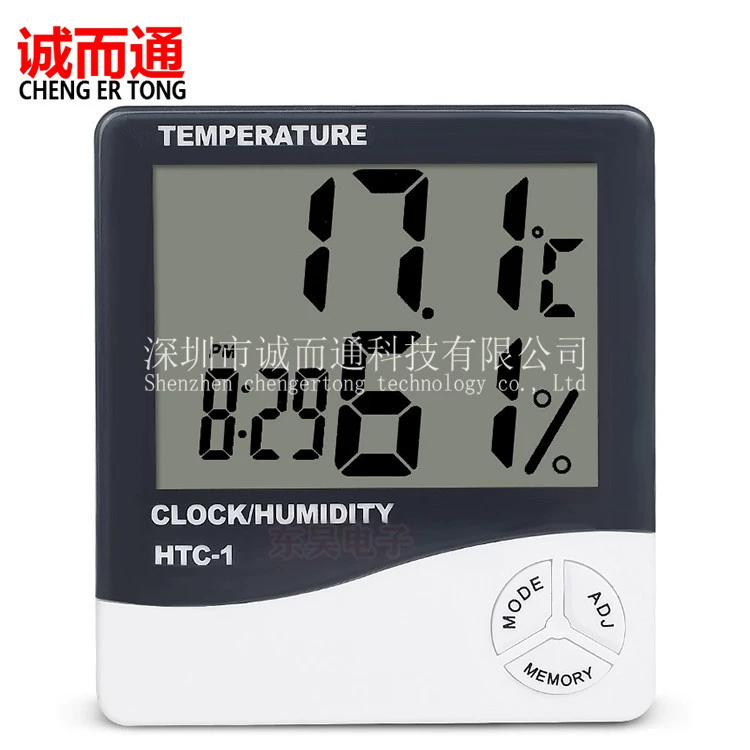 HTC-1 высокоточный цифровой комнатный термометр и гигрометр с большим экраном, домашний будильник, экспорт