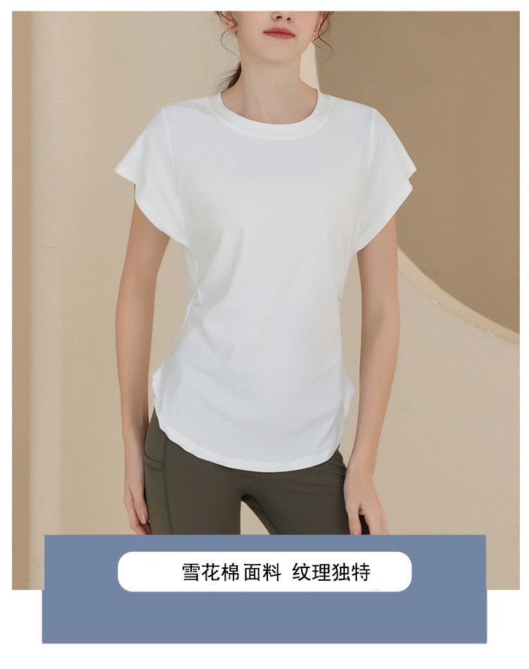 New Snowflake Cotton Breathable Sports Top Women's Short Sleeve T-shirt Running Training Cover Up Slimming Fitness Yoga_voghion.com