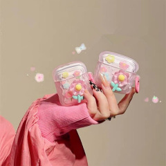波状エッジ立体花 airpods3 ヘッドフォン保護ケース 2pro 第 2 世代と第 3 世代 Apple ヘッドフォンソフトケースに適しています