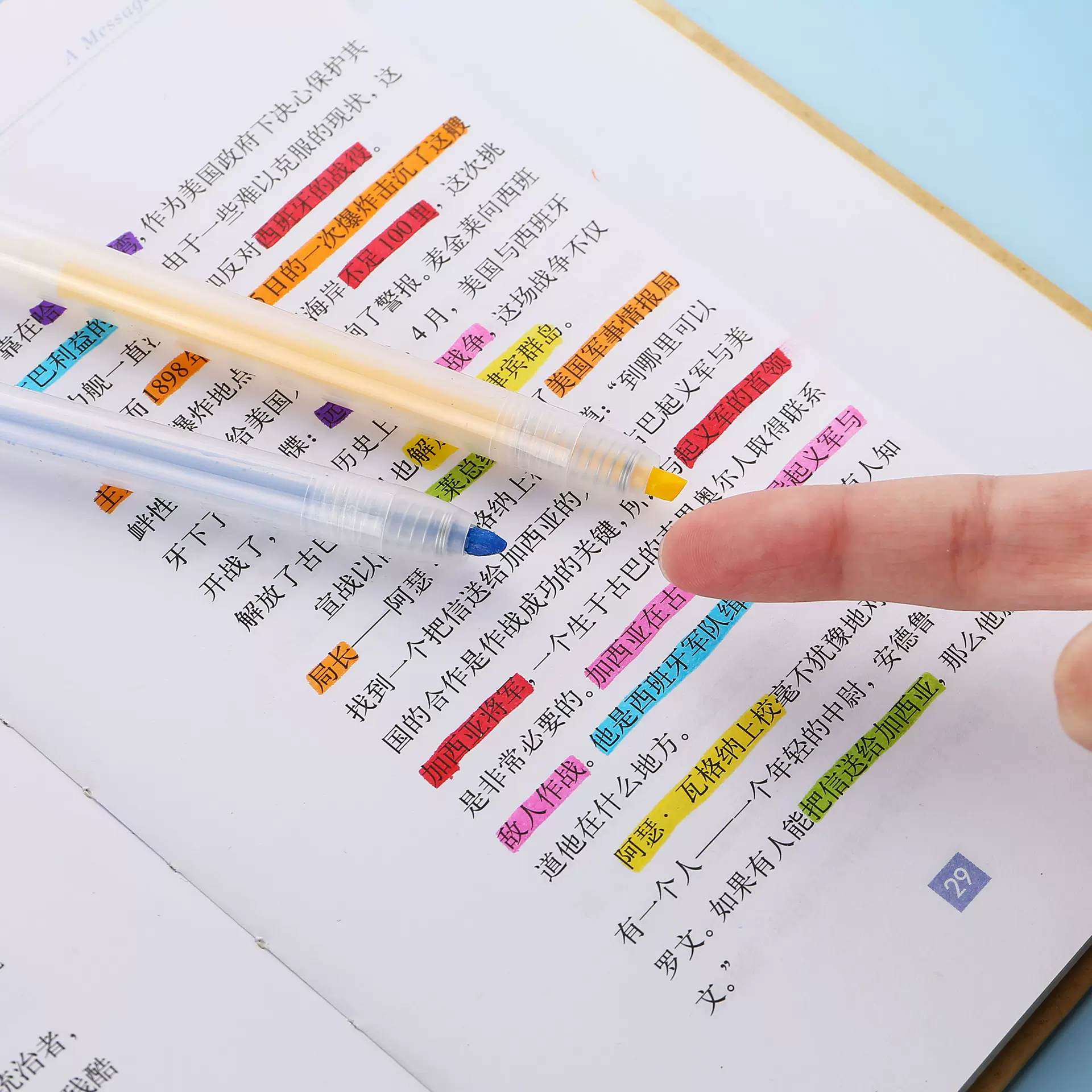 荧光笔按动式彩笔简约手账笔学生标记重点记号笔高颜值文具批发