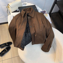 2025冬装新款爆款美拉德羽绒服夹克女短款麂皮绒加厚加绒皮衣外套