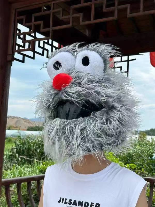 Conejo de Halloween de peluche cubierta del casco de la motocicleta casco de dibujos animados sombrero de la joyería frito calle cubierta protectora horror tendencia