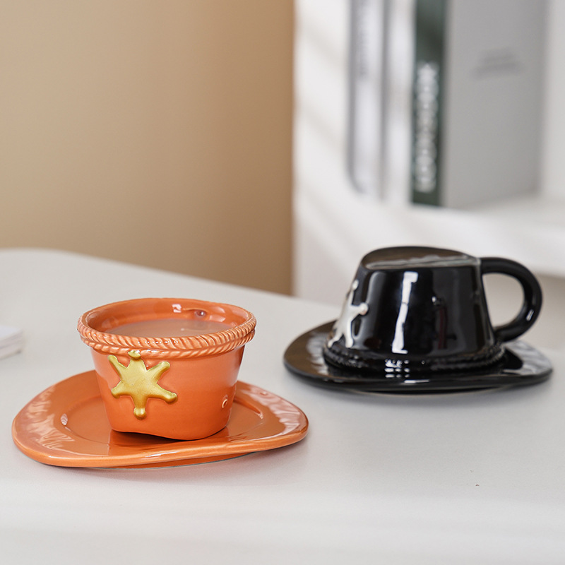 Conjunto de tazas de café de cerámica silenciosa, tazas de café de alta calidad, tazas irregulares pintadas a mano, tazas de té de la tarde