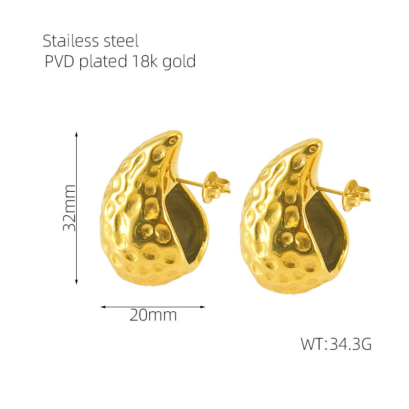 Diseño avanzado europeo y americano sentido 18K oro rechoncho gota de agua pendientes de acero de titanio INS moda todo partido pendientes geométricos al por mayor