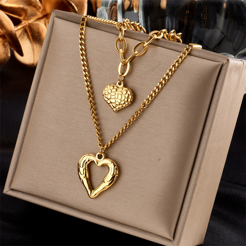 Hip-hop Heart Shape Metal Plating Unisex Layered Necklaces display picture 4