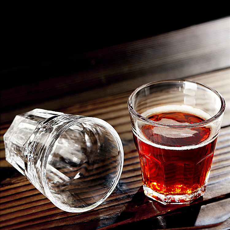 Hongli vidrio templado vaso de cerveza pequeño vaso cuadrado taza de vidrio blanco taza octogonal vaso de whisky