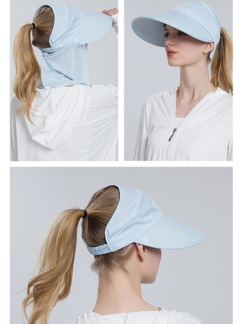 New Ponytail Ice-sensing Sunscreen Hat Female Summer Face Mask  display picture 1