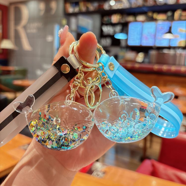 Creative Bubble Bead Whale Liquid Sand Bottle Cute Exquisite Backpack Pendant Keychain Small Gift_voghion.com
