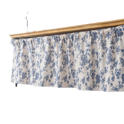 Le Xu Xi Korean blogger blue flower short curtain partition curtain Insta style Velcro half curtain self-adhesive foreign trade coffee curtain