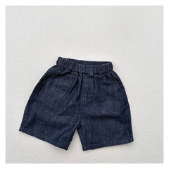AnkoBoma夏季自製新款寶寶竹節棉牛仔中褲男女童日系休閒百搭短褲