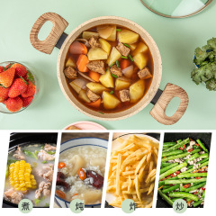 麥飯石湯鍋不粘鍋大容量熬湯鍋電磁爐通用雙耳燉鍋煮蒸燜奶鍋批發